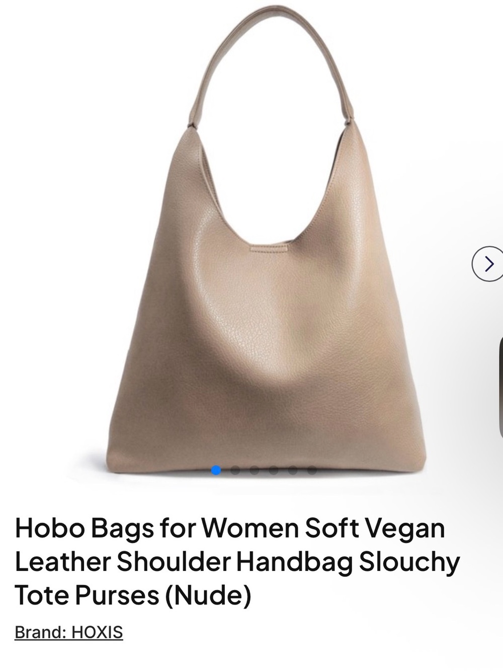 HOXIS Nude Vegan Leather Hobo Shoulder Bag
